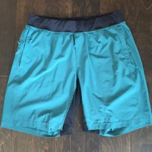 Green T.H.E. Lululemon shorts (linerless)